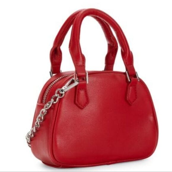 NWT Badgley Mischka Dome Studded & Quilted Convertible Top Handle Bag in Red - Picture 4 of 11
